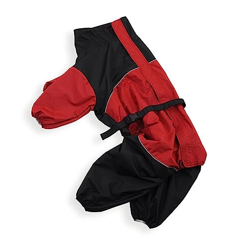 Hund Regenmantel Regenjacke, Hunderegenmantel, Sommer, wasserdichte Hundekleidung, reflektierender Hundeponcho, Regenjacke, Mantel for kleine, mittelgroße und große Hunde im Freien(Red,2XL) von HYBZDKEOP