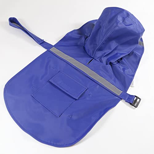 HYBZDKEOP Hund Regenmantel Regenjacke, Hunderegenmantel, reflektierender Regenponcho, wasserdichte Hundekleidung, Verstellbarer Haustiermantel for kleine, mittelgroße und große Hunde(Blue,L) von HYBZDKEOP