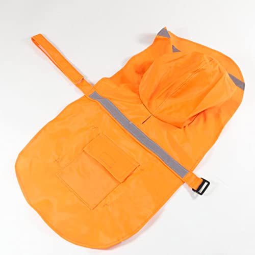 Hund Regenmantel Regenjacke, Hunderegenmantel, reflektierender Regenponcho, wasserdichte Hundekleidung, Verstellbarer Haustiermantel for kleine, mittelgroße und große Hunde(Orange,S) von HYBZDKEOP