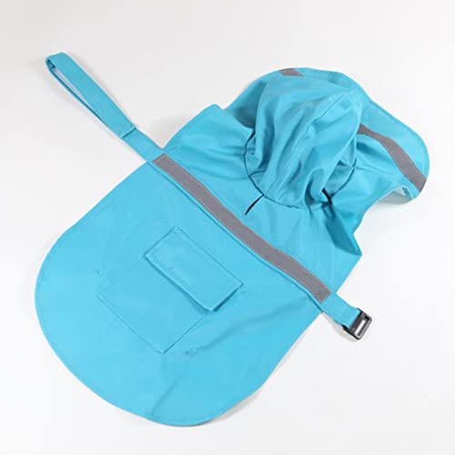 HYBZDKEOP Hund Regenmantel Regenjacke, Hunderegenmantel, reflektierender Regenponcho, wasserdichte Hundekleidung, Verstellbarer Haustiermantel for kleine, mittelgroße und große Hunde(Sky Blue,L) von HYBZDKEOP