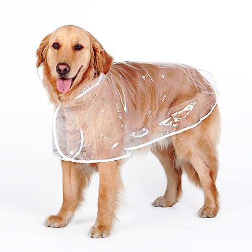 Hund Regenmantel Regenjacke, Hunderegenmantel, tragbarer transparenter Hundeponcho, wasserdichte, verstaubare Haustierkleidung, leichte Regenjacke mit Kapuze for mittelgroße und große Hunde(4XL) von HYBZDKEOP