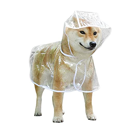 HYBZDKEOP Hund Regenmantel Regenjacke, Regenmantel for Haustiere, wasserdicht, tragbar, transparent, for Haustiere, atmungsaktiv, leicht, Regenponcho, Regenkleidung for Hunde(L) von HYBZDKEOP