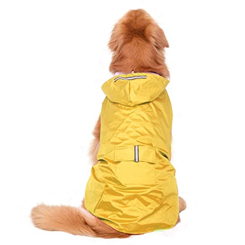 Hund Regenmantel Regenjacke, Regenmantel for Hunde, wasserdicht, reflektierende Kleidung, Mantel, Regenjacke for große Hunde, Golden Labrador Husky, großer Poncho(Yellow,3XL) von HYBZDKEOP