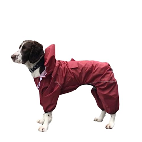 Hund Regenmantel Regenjacke, Regenmantel for große Hunde, wasserdicht, reflektierende Regenjacke mit Kapuze, atmungsaktiver Hundeponcho for den Außenbereich, verstellbarer Kordelzug, for die meisten H von HYBZDKEOP