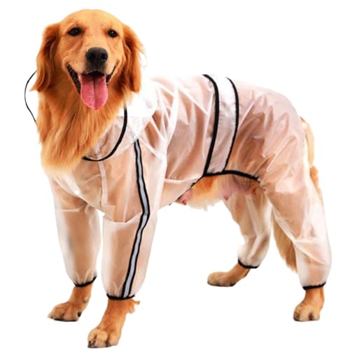 Hund Regenmantel Regenjacke, Transparente Hunderegenmäntel, wasserdichter Hunderegenmantel mit reflektierendem Riemen, Leichter Hundeponcho mit Kapuze(4XL) von HYBZDKEOP