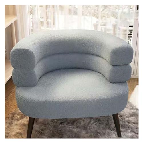 HYDZSWZX Weißer Stuhl for Wohnzimmer, Schlafzimmer, bequemes Einzelsofa, kuscheliges Sherpa-Sofa for Schlafzimmer, Wohnzimmerstuhl, geschwungene Design-Rückenlehne(Blue) von HYDZSWZX