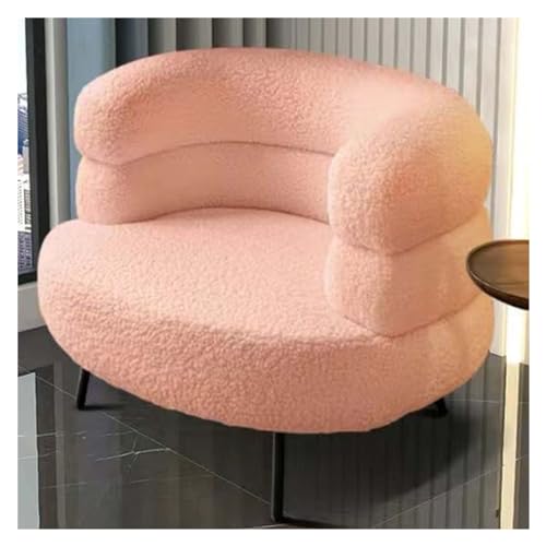 HYDZSWZX Weißer Stuhl for Wohnzimmer, Schlafzimmer, bequemes Einzelsofa, kuscheliges Sherpa-Sofa for Schlafzimmer, Wohnzimmerstuhl, geschwungene Design-Rückenlehne(Pink) von HYDZSWZX