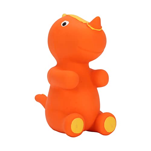 HYEIUIRA Niedliches Cartoon-Hundespielzeug, schmackhaft, Latex, quietschend, bissfest, angstlindernd, interaktives Tierspielzeug (Orange Ceratopsian) von HYEIUIRA