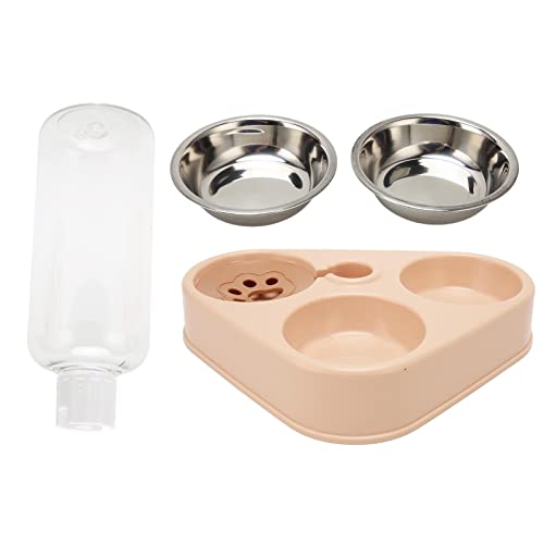 HYEIUIRA Pet Waterer Bottle Food Bowl Set Prevent Spill Triple Cat Bowls with Automatic Water Bottle for Cat Dog Pink von HYEIUIRA