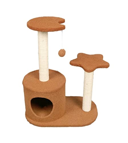 HYKJCSS Katzenbaum Kratzbaum Cat Tree Kittens Condos Standmöbel Mit Sisal-überzogenen Kratzbäumen Und Plüschraum Für Das Katzenaktivitätszentrum Katzenzubehör(Brown) von HYKJCSS