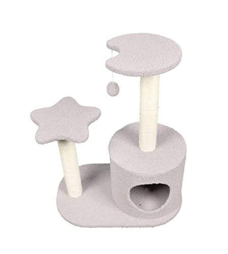 HYKJCSS Katzenbaum Kratzbaum Cat Tree Kittens Condos Standmöbel Mit Sisal-überzogenen Kratzbäumen Und Plüschraum Für Das Katzenaktivitätszentrum Katzenzubehör(Grey) von HYKJCSS