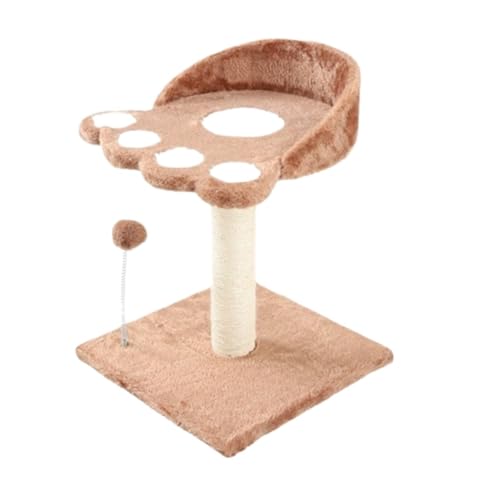 HYKJCSS Katzenbaum Kratzbaum Flanell-Katzenbaumturm, Katzen-Klettergerüst, Multifunktionale Katzen-Sprungplattform Mit Pfotenabdruck Katzenzubehör(Brown) von HYKJCSS