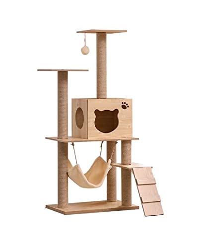 HYKJCSS Katzenbaum Kratzbaum Katzen-Kletterbaum-Spielzeug Eigentumswohnungen Sprungspielzeug Mit Leiter Zum Kratzen Für Katzen-Klettergerüst Katzenhaustiermöbel Katzenzubehör(A) von HYKJCSS