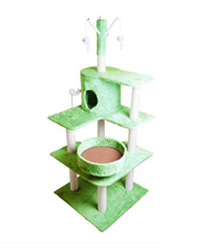 HYKJCSS Katzenbaum Kratzbaum Katzen-Klettergerüst Kratzbaum-Turm Massivholz Indoor-Katzenmöbel Katzenkratzbaum Katzenaktivitätsständer Mit Spielzeug Katzenzubehör(B) von HYKJCSS