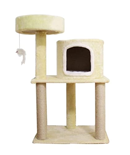 HYKJCSS Katzenbaum Kratzbaum Katzen-Klettergerüst Mit Katzenstreu-Kratzbaum, Vier Jahreszeiten-Katzen-Sprungplattform, Mehrschichtiges Katzen-Kratzbrett-Spielzeug Katzenzubehör(Beige) von HYKJCSS