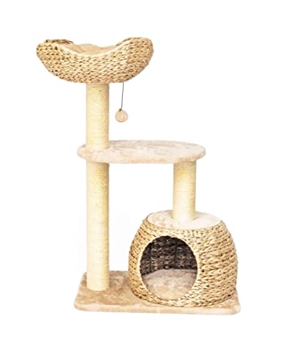 HYKJCSS Katzenbaum Kratzbaum Katzenbaum Katzenturm Mit Sisal-Kratzbaum Kätzchen-Kratzbrett Katzen Eigentumswohnung Plattformhöhe 90 cm Katzenzubehör von HYKJCSS