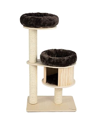 HYKJCSS Katzenbaum Kratzbaum Katzenkletterrahmen Fester Holzkatzenrahmen, Katzenstreu, Katzenbaum, Katzenstation, Katzenkletterrahmen, Katzenvorräte Katzenzubehör(Black) von HYKJCSS