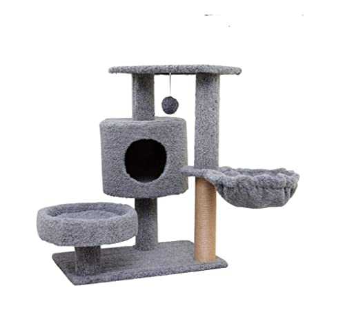 HYKJCSS Katzenbaum Kratzbaum Kratzbaumhaus Mit Hängendem Ball, Kätzchenmöbel, Kratzkatzen, Klettergerüst, Katzenwohnungen, Katzenturm, Katzennest Katzenzubehör(Grey) von HYKJCSS