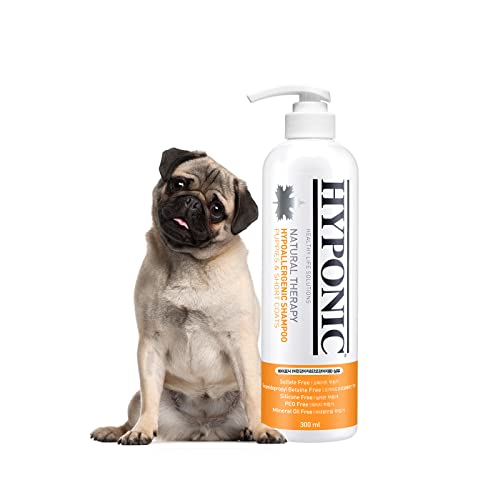 HYPONIC Hypoallergenes Erstklassige Hundeshampoo (Welpen & Kurzmäntel, 10,1 oz) - Trockene Haut, feuchtigkeitsspendendes Hundeshampoo Baumwollblüte Orange von HYPONIC