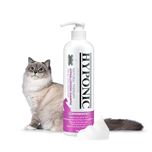 HYPONIC Hypoallergenes Shampoo, geruchsneutral für alle Katzen | Kein Conditioner erforderlich | Sulfat- und parabenfreie (parfümfrei 300ml) von HYPONIC