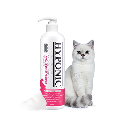 HYPONIC Hypoallergenes Shampoo, geruchsneutral für alle Katzen | Kein Conditioner erforderlich | Sulfat- und parabenfreie (duftend 300ml) von HYPONIC