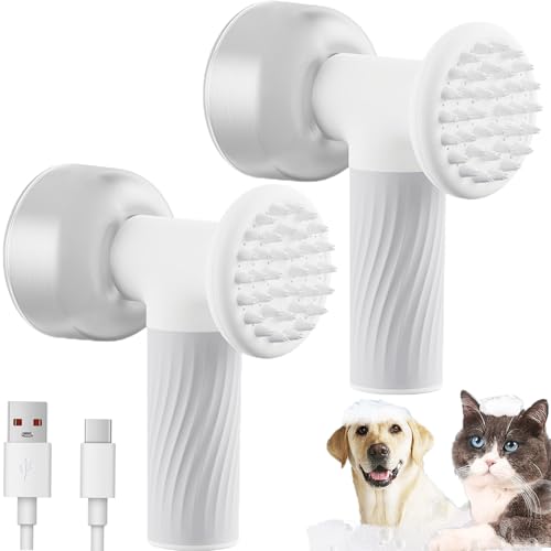 HYPYXUS Automatischer Schaumseifenspender, Hundebadebürste, Hundebad-Shampoo-Massagespender, 2-in-1-Schaumbadebürste für Haustiere, elektrischer Hundewäscher, Schaumsprüher, Fellpflegebürste (2Pcs) von HYPYXUS