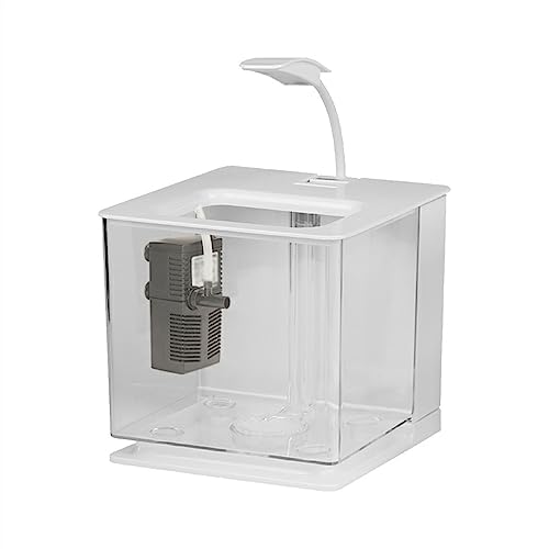 HYQOUKLR Aquarium-Aquarium, hohes transparentes Acryl-Desktop, kleines Aquarium, Wohnzimmer, Kleiner Goldfisch, Kampffisch-Aquarium, Bürodekoration, Zierfisch-Aquarium, Fischschale(Bianco) von HYQOUKLR