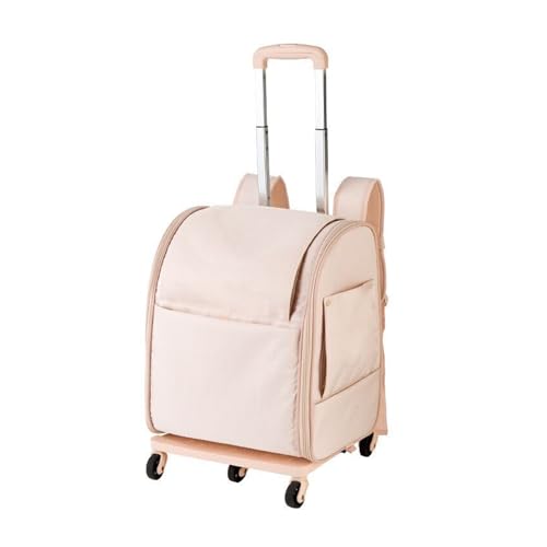 HYQOUKLR Haustiergepäck, Haustier-Trolley, Multifunktions-Haustiertasche auf Rädern, Faltbarer Trolley, Katzentasche, Haustier-Ausflugstasche for Reisen im Freien(Roze) von HYQOUKLR