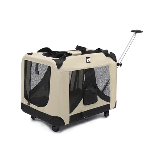 HYQOUKLR Haustiergepäck, Haustier-Trolley-Koffer for Katzenausflüge, große Trolley-Tasche, Haustier-Reisegepäck, große Kapazität, Katzentasche for Reisen im Freien(Beige) von HYQOUKLR