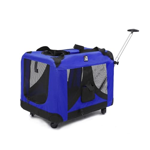 HYQOUKLR Haustiergepäck, Haustier-Trolley-Koffer for Katzenausflüge, große Trolley-Tasche, Haustier-Reisegepäck, große Kapazität, Katzentasche for Reisen im Freien(Blauw) von HYQOUKLR