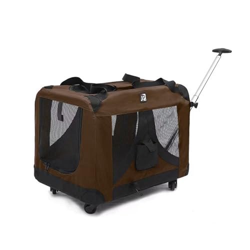 HYQOUKLR Haustiergepäck, Haustier-Trolley-Koffer for Katzenausflüge, große Trolley-Tasche, Haustier-Reisegepäck, große Kapazität, Katzentasche for Reisen im Freien(Curry) von HYQOUKLR