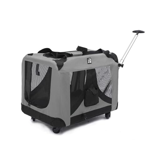 HYQOUKLR Haustiergepäck, Haustier-Trolley-Koffer for Katzenausflüge, große Trolley-Tasche, Haustier-Reisegepäck, große Kapazität, Katzentasche for Reisen im Freien(Gris) von HYQOUKLR