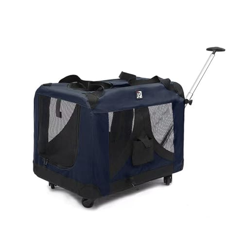 HYQOUKLR Haustiergepäck, Haustier-Trolley-Koffer for Katzenausflüge, große Trolley-Tasche, Haustier-Reisegepäck, große Kapazität, Katzentasche for Reisen im Freien(Navy) von HYQOUKLR