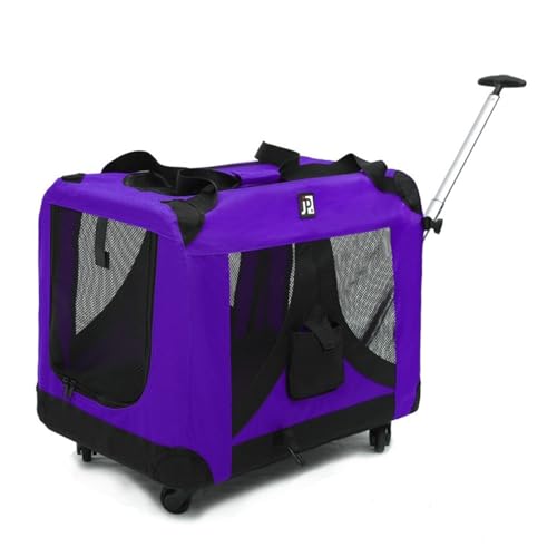 HYQOUKLR Haustiergepäck, Haustier-Trolley-Koffer for Katzenausflüge, große Trolley-Tasche, Haustier-Reisegepäck, große Kapazität, Katzentasche for Reisen im Freien(Purple) von HYQOUKLR