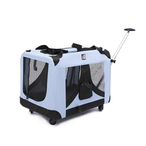 HYQOUKLR Haustiergepäck, Haustier-Trolley-Koffer for Katzenausflüge, große Trolley-Tasche, Haustier-Reisegepäck, große Kapazität, Katzentasche for Reisen im Freien(Sky Blue) von HYQOUKLR