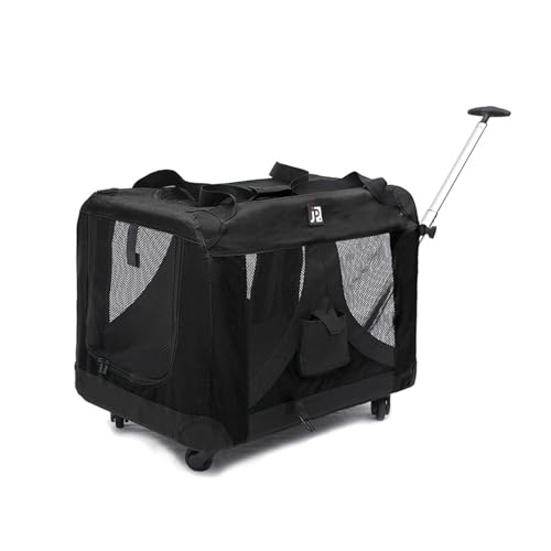 HYQOUKLR Haustiergepäck, Haustier-Trolley-Koffer for Katzenausflüge, große Trolley-Tasche, Haustier-Reisegepäck, große Kapazität, Katzentasche for Reisen im Freien(Svart) von HYQOUKLR