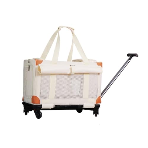 HYQOUKLR Haustiergepäck, Haustier-Trolley-Tasche mit Rädern, Rollbare Haustier-Tragetasche mit Teleskopgriff, Haustier-Reisetasche mit Sonnenschutz, Haustier-Reisetasche for Reisen im Freien von HYQOUKLR