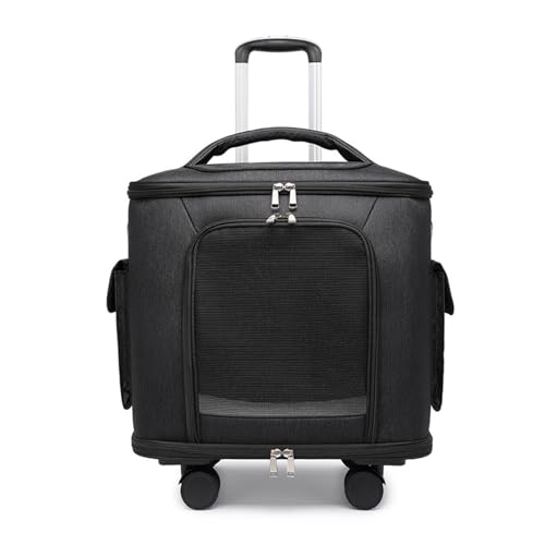 HYQOUKLR Haustiergepäck, Pet Out Trolley-Koffer Tragbare Haustiertasche mit großer Kapazität Haustiergepäck Haustier-Trolley-Tasche for Reisen im Freien(Black A) von HYQOUKLR