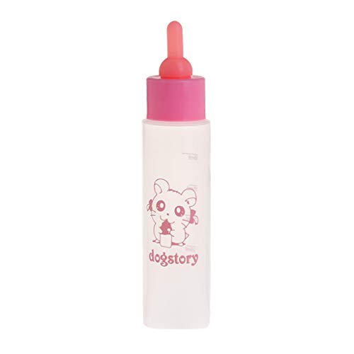 HYROOY Milchflasche für Haustiere, 30 ml, Silikon-Sauger für Kleintierfutter, Wasser, Hamster, Haustierbedarf, rosa Kunststoff von HYROOY