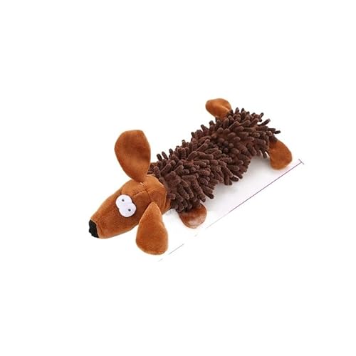 Langlebiges Plüschspielzeug for Hunde in Tierform mit Quietschgeräuschen for kleine Hunde, Chihuahua, Yorkshire, Bichon, Welpen, Kauspielzeug(Brown Dog) von HYRSXN