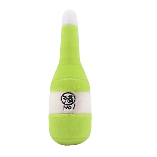 Plüsch-Kauspielzeug for kleine Hunde, Katzen, Quietsch-Quietscher, Welpen-Hundespielzeug, Chihuahua, Yorkies, Zubehör, Zubehör, Hundespielzeug(Green Wine Bottle) von HYRSXN