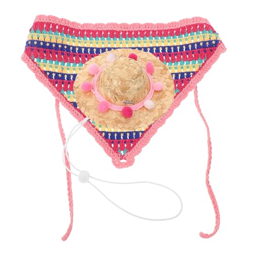 HYTROVE 1 Satz Hunde-Strohhut-Dreieckstuch Hundespielzeug Kühlbandana für Hunde Hund Bausatz hundekleidung Hundegeschenk Haustier Hund Strohhut Verschleißfeste Hundemütze Stoff Rosa von HYTROVE