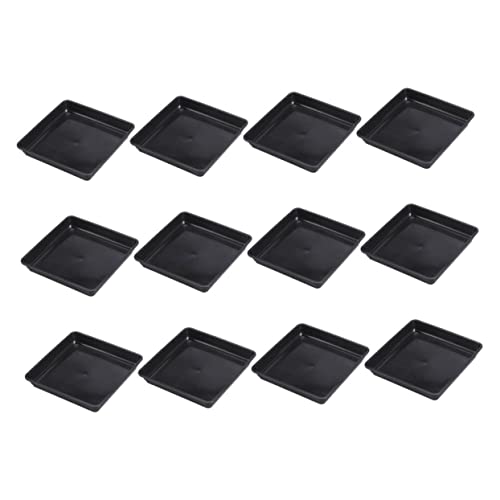 HYTROVE 12er Set Eckige Pflanzenuntersetzer Blumenkasten Unterteller Schwarze Pflanzenschalen Für Blumentöpfe Wasserablauftrays Für Blumentöpfe von HYTROVE