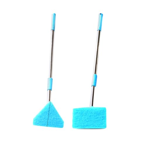 HYTROVE 2 STK Reinigungsbürste schrubben Fischnetz Fisch Tank Netz Aquarium Aquarienwerkzeuge dehnungsstab ausfahrbarer stab Sponge Pinsel Schwammreiniger. Schrubber mit langem Griff Blue von HYTROVE