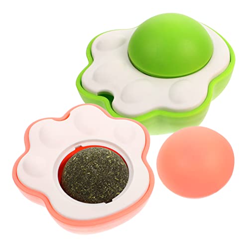 HYTROVE 2 Sätze Katzenspielzeug Set aus Rotierbaren Katzenspielzeugen mit Katzenminze Lick Ball für Zahnpflege Interaktives für Drinnen Grün HYTROVE 2 Sätze Katzenspielzeug Set aus Rotierbaren Katzenspielzeugen mit Katzenminze Lick Ball für Zahnpflege Interaktives für Drinnen Grün von HYTROVE