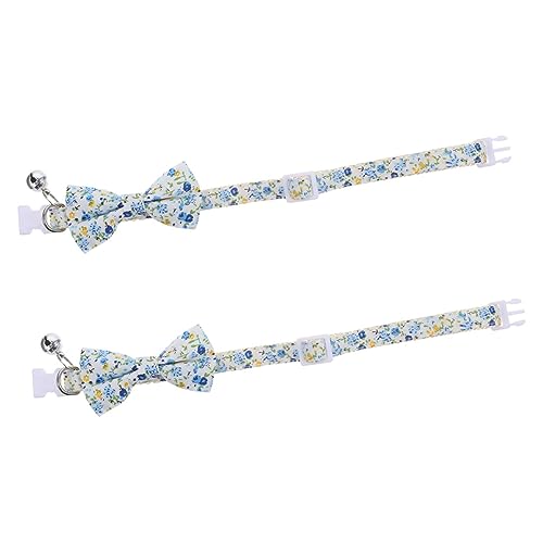 HYTROVE 2pcs Niedliche Katzenkragen Mit Bell Cartoon Hundehalsband Mit Fliege Krawatte Verstellbares Haustierkragen von HYTROVE