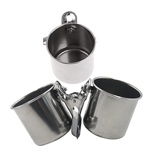 HYTROVE 2pcs Papageienschale Edelstahl Feeder Tiernahrung Box Birds Water Basin Praktische Futter Tasse Für Vögel Papagei (Splitter) von HYTROVE