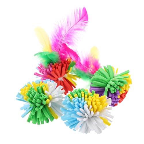 HYTROVE 4 Stück Bunte Eva Katzenspielzeug Bälle mit Federn Teiliges Interaktive Spielzeuge für Wohnungskatzen Katzenminze Freundlich Fördert das Spielverhalten und Schützt Möbel HYTROVE 4 Stück Bunte Eva Katzenspielzeug Bälle mit Federn Teiliges Interaktive Spielzeuge für Wohnungskatzen Katzenminze Freundlich Fördert das Spielverhalten und Schützt Möbel von HYTROVE
