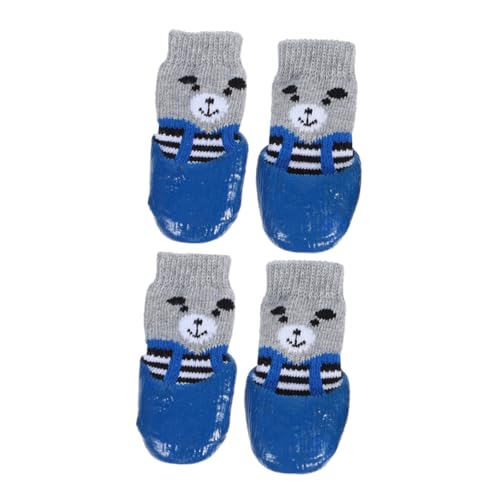 HYTROVE 4 Stück Haustierschuhe Schuhhund Hundestiefel rutschfeste Hundesocken Regenstiefel Für Hunde Tragbare Socken Für Haustiere Verschleißfester Hundepfotenschutz Bausatz Baumwolle Blue von HYTROVE