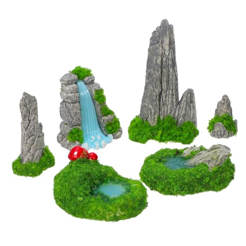 HYTROVE 6st Miniatur-steingarten Mini-Pool- Bonsai Gefälschter Berg Aquariumberge Aquariumdekorationen Künstlicher Berg Mini-gartenfiguren Vulkanisches Modell Bergmodell Teich Harz von HYTROVE